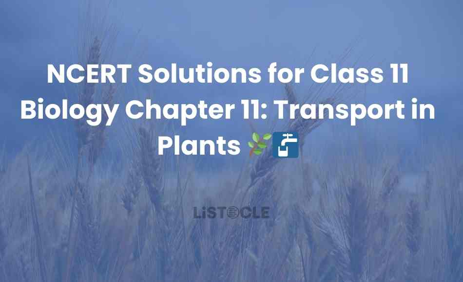 NCERT Solutions for Class 11 Biology Chapter 11 Transport in Plants