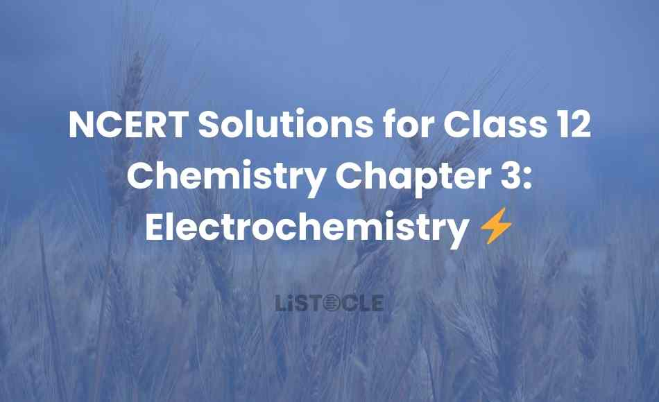 NCERT Solutions for Class 12 Chemistry Chapter 3 Electrochemistry