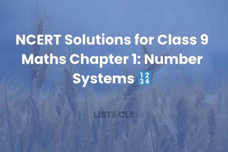 NCERT Solutions for Class 9 Maths Chapter 1 Number Systems