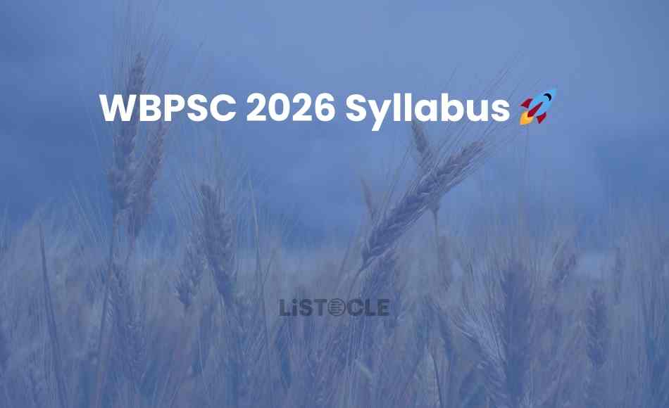 WBPSC 2026 Syllabus